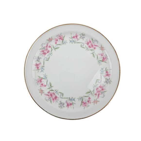 Royal Princess Porcelain China Desserrt Plates Pink Floral Design Gold Trim - Picture 4 of 8